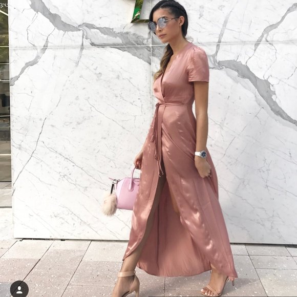 NWT WAYF Dusty Rose Wrap Dress - Picture 1 of 9